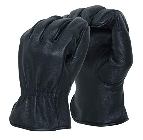 MEN`S FULL GRAIN BLACK DEERSKIN LEATHER GLOVES LINED 40 GRAM (American Fur)
