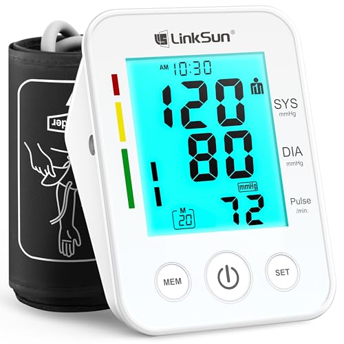 LinkSun Blood Pressure Monitor for Home Use with Large Upper Arm Cuff, Rechargeable Blood Pressure Machine with 100 Memory...