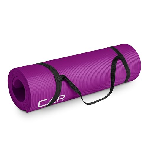 CAP Barbell 1/2-Inch High Density Exercise Yoga Mat with Strap | Multiple Options