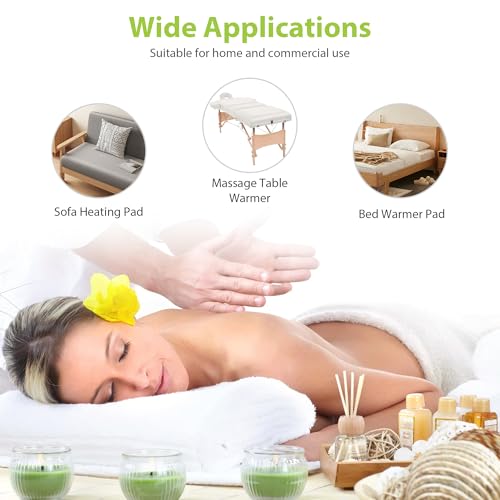 Massage Table Warmer Heating Pad Professional SPA Massage Bed Warmer with Timer, 9 Heat Settings, Overheat Protection for ...