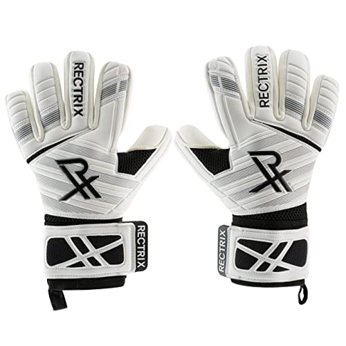 Rectrix 1.0 Goalkeeper Gloves (with Free Zip Case) - Negative Cut - Youth & Adult Sizes - Pro-Level Grip for Football Socc...