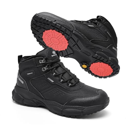 BAIBAO A-S Men's Waterproof Snow Boots Winter Hiking Boots with Crystal Long-Pile Fur Lining | Non-Slip Turbine Grip Insol...