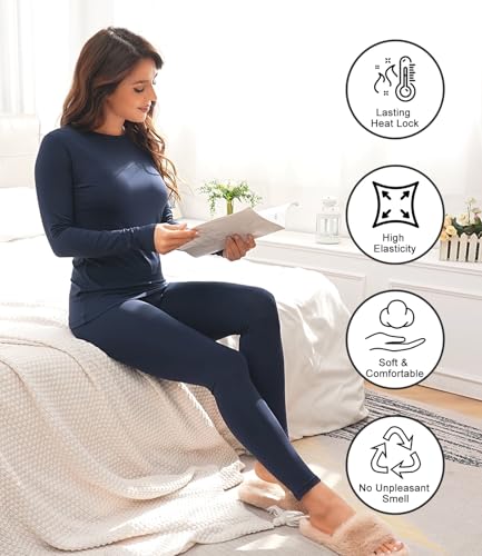 wirarpa Women's Fleece Lined Thermal Underwear Set Long Johns Base Layer Set for Women Winter Top Bottom