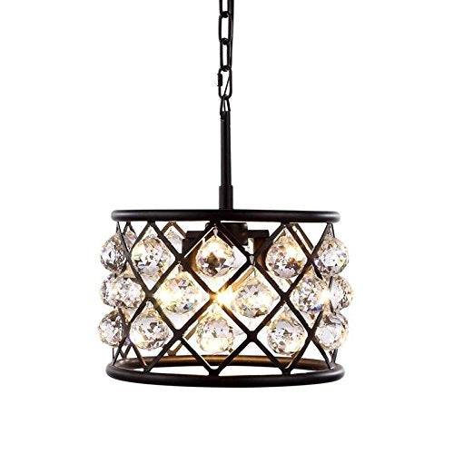 Elegant Lighting 3-Light Pendant Lamp, 12in Depth x 9in Height, Mocha Brown Finish, Crystal, Model 1214D12MB/RC