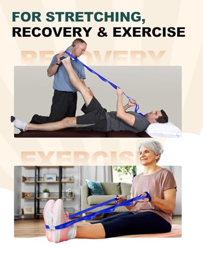 Trideer Stretching Strap Yoga Strap Physical Therapy for Home Workout, Exercise, Pilates and Gymnastics, Non-Elastic Stret...