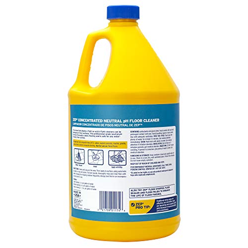 Zep Neutral pH Floor Cleaner. 1 Gallon (Case of 4) - ZUNEUT128 - Concentrated Pro Trusted All-Purpose Floor Cleaner