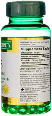 Nature's Bounty Vitamin D3 2000 IU Softgels 150 ea (Pack of 4)
