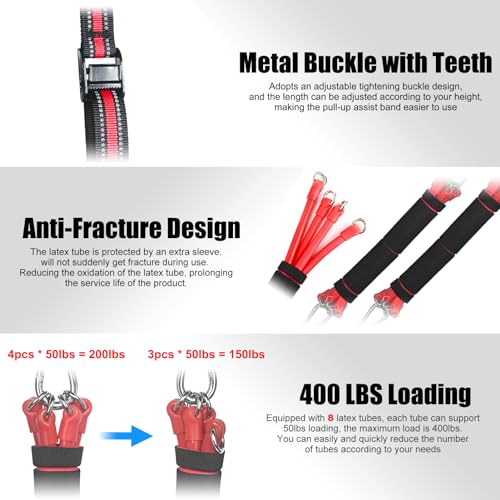 Pull Up Assistance Bands with Fabric Feet/Knee Rest, Heavy Duty Pull Up Resistance Bands, Pull up Assist Bands Pull-up Exe...