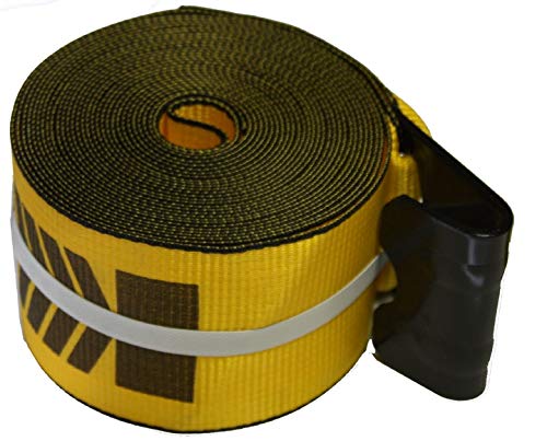 Mytee Products Kinedyne Winch Straps 4" x 30' Gold Heavy Duty Tie Down w/Flat Hooks WLL# 5400 lbs | 4 Inch Cargo Control f...