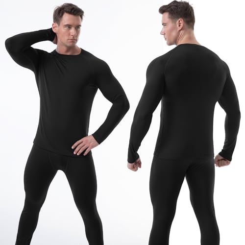 Runhit Men's Thermal Compression Shirt Fleece Lined Long Sleeve Thermal Shirts Athletic Base Layer Top Cold Weather Gear