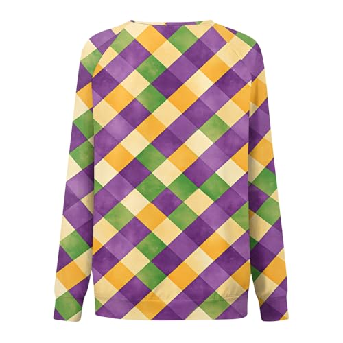 Mardi Outfit For Women Carnival Mask Graphic Sweatshirts Mardi Day Crew Neck Long Sleeve Shirt Fashion Tops