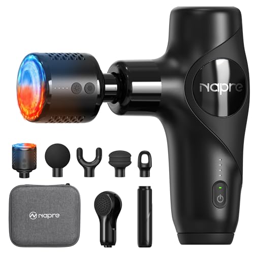 NAPRE 3-in-1 Mini Massage Gun with Heat and Cold,Deep Tissue Back Massage with Detachable Handle for Neck/Body Pain Relie...