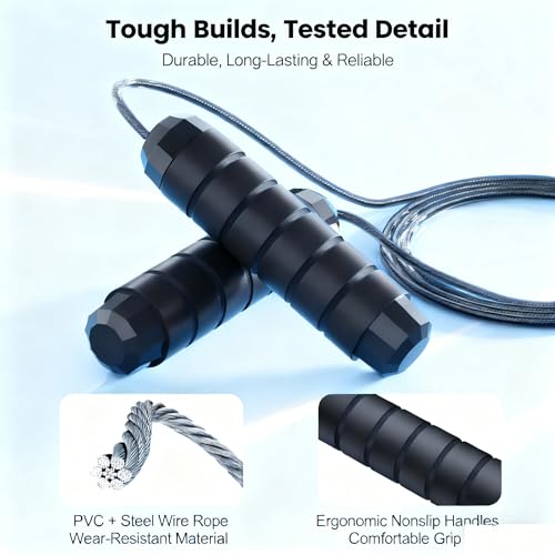 AgiliQ Jump Rope, Adjustable Jump Ropes,Skipping Rope Tangle-Free Rapid Speed with Ball Bearings for Women Men Kids,Exerci...