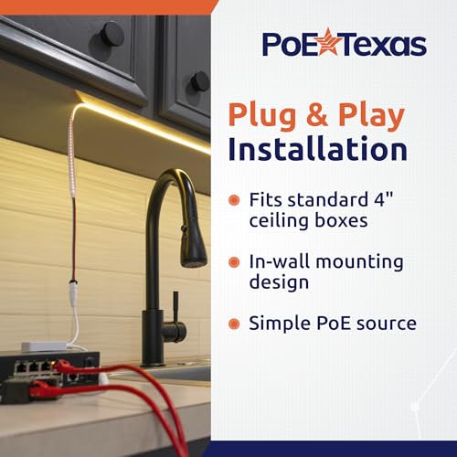 PoE Texas RGB LED Strip Lighting Kit - Plug & Play PoE Driver with COB LED Strip - Wireless Light Switch & App Control - I...