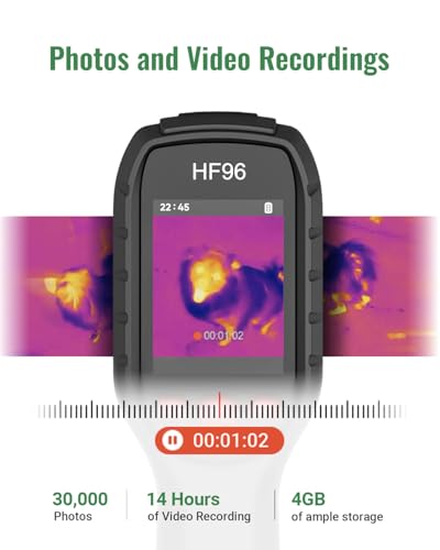 HF96 Thermal Camera with Laser Pointer, Intelligent Scene Detection, Super Resolution 240 x 240, -4°F~1022°F, Thermal Imag...