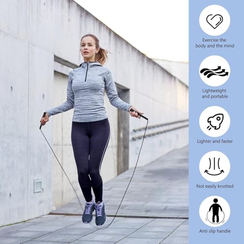 10 ft Speed Jump Rope with Handle, Adjustable Skipping Rope for Men Women, 3 oz Ultra-light Professional Fitness Boxing Cr...
