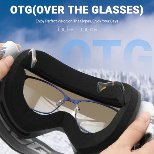 Meeloog Magnetic Ski Goggles Frameless Interchangeable Lens, UV Protection Snow Goggles, Snowboard Gear for Men Women Youth