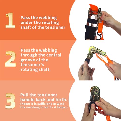 GreenGiggle 8 Pack Ratchet Strap 1 inch 15 Ft - 880 lbs Load Cap with 1760 lbs Breaking Limit, Heavy Duty Tie-Down Straps ...
