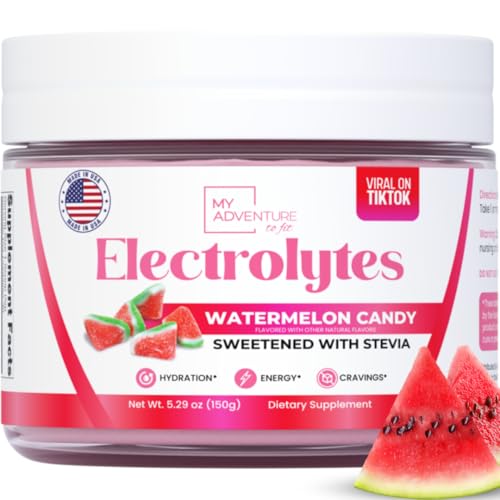 Watermelon Candy Electrolytes Powder – Sugar-Free Hydration Drink Mix with 623 mg Potassium – Clean Ingredients – Vegan, K...