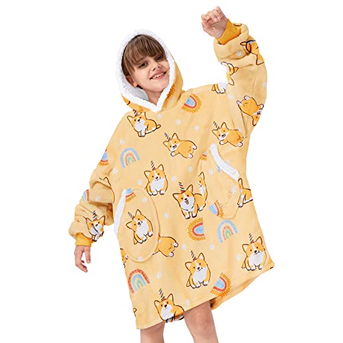 American Trends Wearable Blanket Hoodie, Oversized Sherpa Warm Hoodie Blanket Thick Sweatshirt, Gift for Women Men Girls