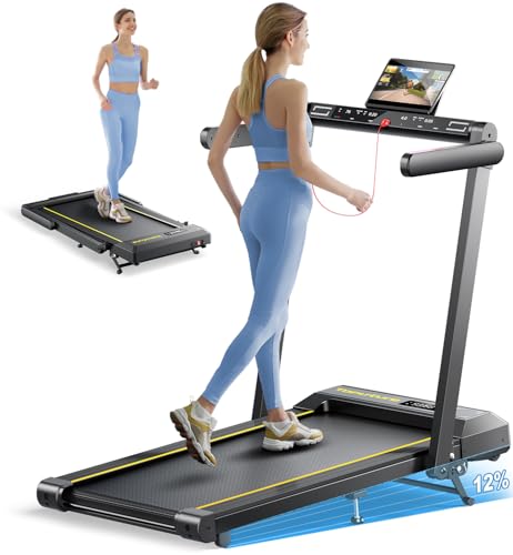 TOPUTURE Walking Pad Treadmill with 12% Incline, 4 in 1 Folding Treadmill for Home/Office with Handle Bar, 2.5HP Under Des...