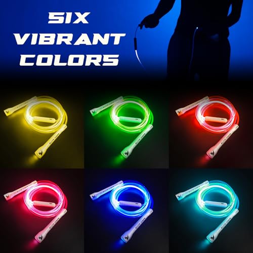 Elite Jumps - Light Show LED Jump Rope - For Kids & Adults - Durable & Lightweight - Adjustable Length & USB Rechargeable...