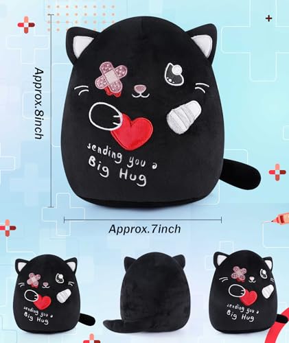 LeYoHa Get Well Soon Cat Plush - Black Cat Stuffed Animals Plushies Toys with Band-Aid Kids' Pillow Cushion Gifts for Pati...