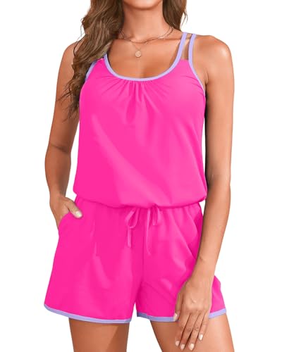 Tempt Me Romper Swimsuits - Women One Piece Bathing Suit with Shorts Boyleg Swimwear with Pockets 2026