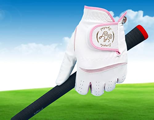SIMPLE SYMBOL Women's Golf Glove Three Pack,Left Hand Right Hand Small/Medium/Large/XL,White Microfiber with Soft Cabretta...
