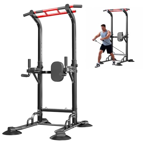 SogesPower Pull Up Bar Station Power Tower,12-Level Adjustable Multi-Function Pull Up Dip Station for Home Gym, Pull Up Ba...