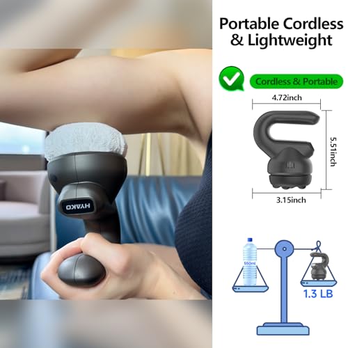 HYAKO Handheld Professional Mini Orbital Buffer Relief Massager, Adjustable Multi-Speed Vibration Deep Tissue Body Chiropr...