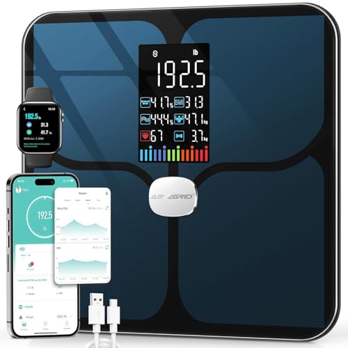 ABLEGRID Body Fat Scale,Digital Smart Bathroom Scale for Body Weight, Large Color Display Screen, 16 Body Composition Metr...