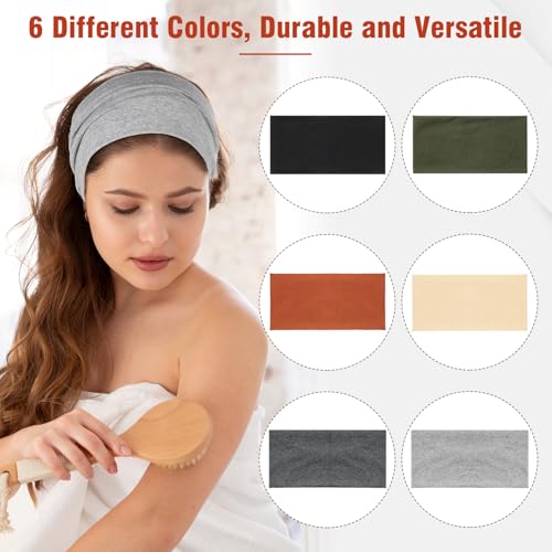 6 Pack Headbands for Women, Wide Headband Cotton Stretchy Head Bands for Women Girls (Width 4.7 inches)