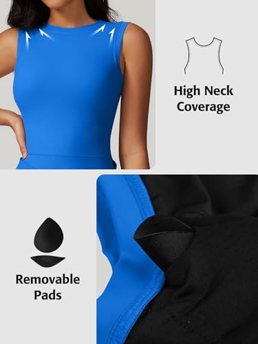 ATTRACO Tennis Dress Golf Outfits for Women Sleeveless Side Slit Active Dress Workout Romper Dresses