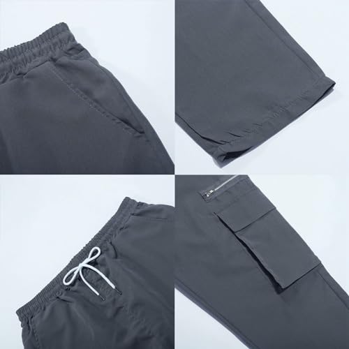 Baggy Pants for Men Drawstring Elastic Waist Fashion Parachute Cargo Pants Straight Leg Athletic Lightweight Joggers Trousers