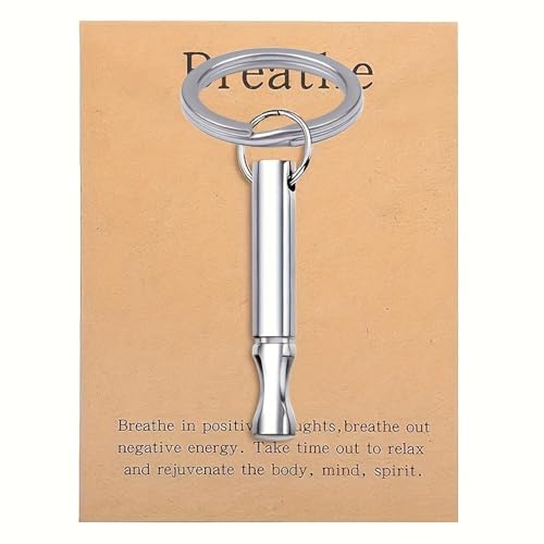 ENFANTRY Mindfulness Breathing keychain Stress Relief Pendant Stainless Steel Anxiety Breathe keychain for Women Men
