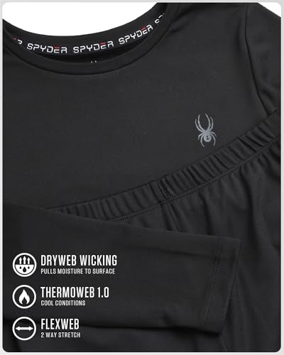 Spyder Kids Thermal Underwear Set - 2 Piece Moisture Wicking Insulated Girls Boys Thermal Set Base Layer Long Johns for Kids