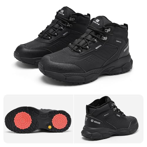 BAIBAO A-S Men's Waterproof Snow Boots Winter Hiking Boots with Crystal Long-Pile Fur Lining | Non-Slip Turbine Grip Insol...
