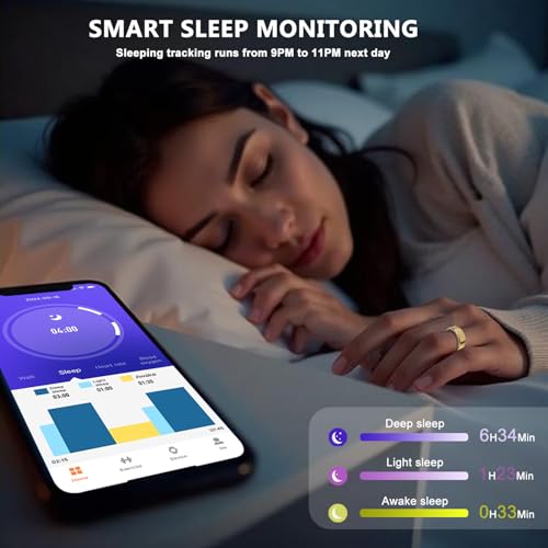 Smart Ring for Women Men Health Tracker - IP68 Waterproof Fitness Ring with Sleep Tracker/Heart Rate/Blood Pressure/Blood ...