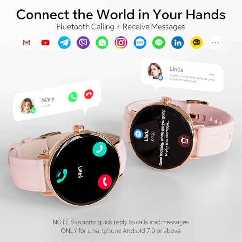 Yoever Smart Watches for Women,1.27" HD Fitness Tracker Answer/Make Call, Heart Rate/Sleep/SpO2，Round Smart Watch for iPho...