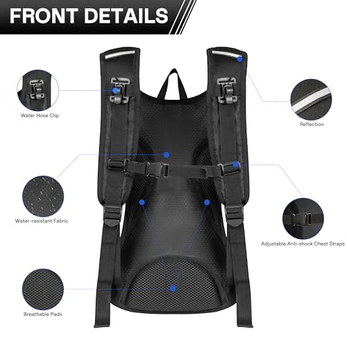 OUTSKIRT Hydration Backpack with 2L Water Bladder, Lightweight and Breathable Running Hydration Pack, Water Backpack for H...