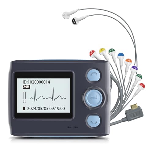 Livenpace Portable 12-Lead Heart Monitor with AI Analysis for Home Use, 24 Hours Recording, Stand-Alone Machine with LCD S...