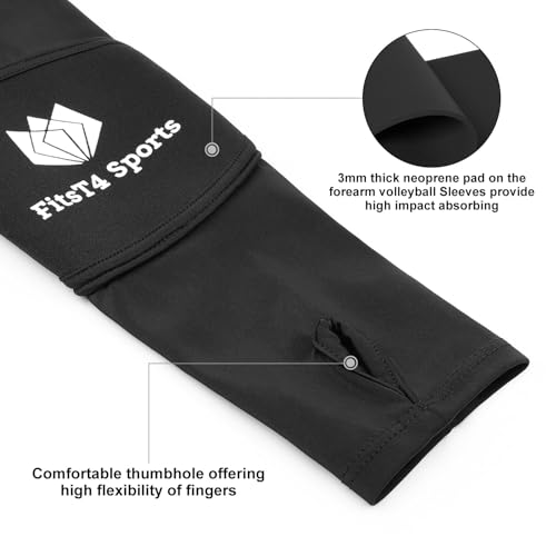 FitsT4 Sports Volleyball Arm Sleeves for Girls Passing Forearm Sleeves with Protection Pads and Thumbhole for Youth