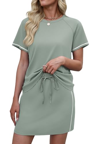 Sampeel 2 Piece Sets for Women Skirt Sets Summer Outfits Womens Clothing Set Travel Workout Skort Sets