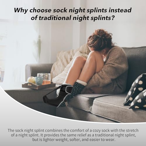 Plantar Fasciitis Night Splint Sock with Massage Ball for Tension Relief, Alleviate Pain from Plantar Fasciitis, Arch Pai...