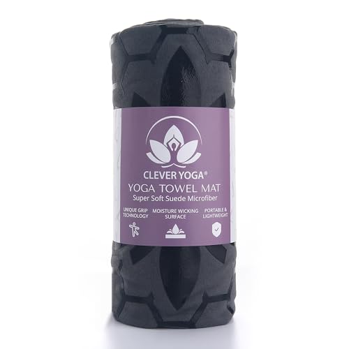 Clever Yoga Hot Yoga Mat Towel – Non-Slip Grip for Hot Yoga, Sweat Absorbent, Honeycomb Silicone Grip, Stays Flat – Ideal ...