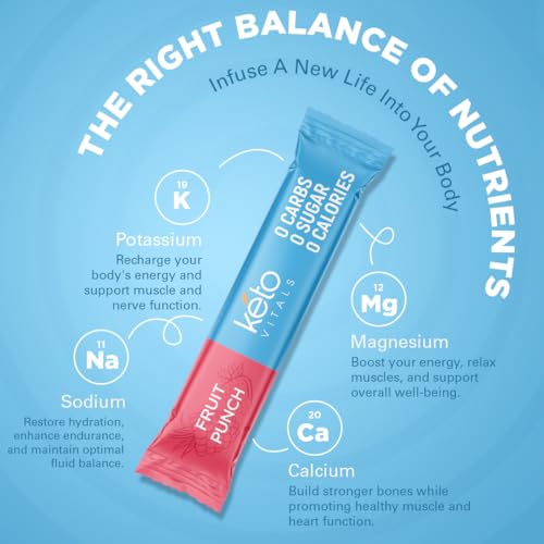 Keto Vitals Original Electrolytes Powder Packets | Keto Friendly Electrolyte Hydration Packs | Sugar Free Electrolytes | E...