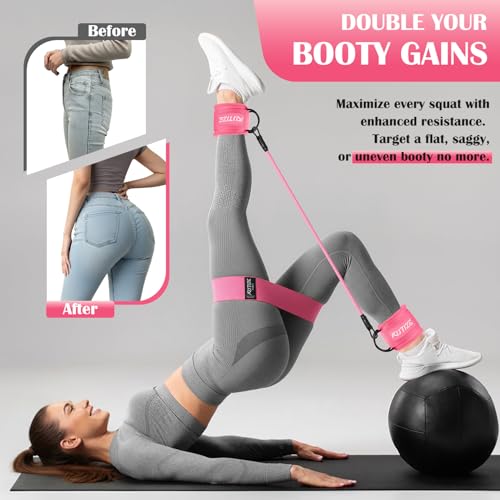 KUTIZE Ankle Resistance Bands with Cuffs & Fabric Resistance Bands Set - Legs & Glutes Workout Equipment for Women & Men, ...