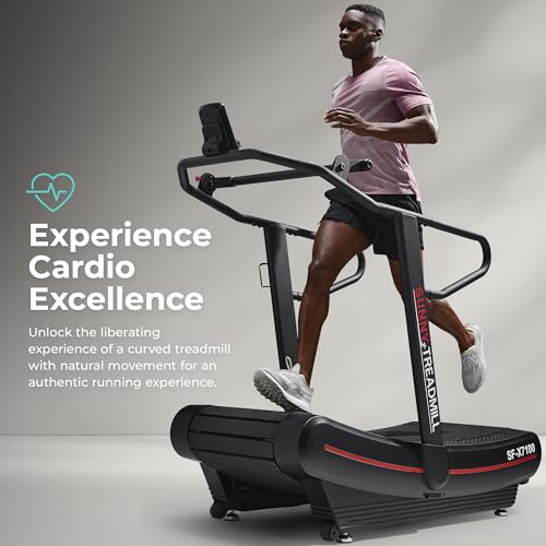 Sunny Health & Fitness Premium Manual Treadmill – Non-Motorized, Heavy-Duty, Commercial-Grade, Adjustable Handlebar, for E...
