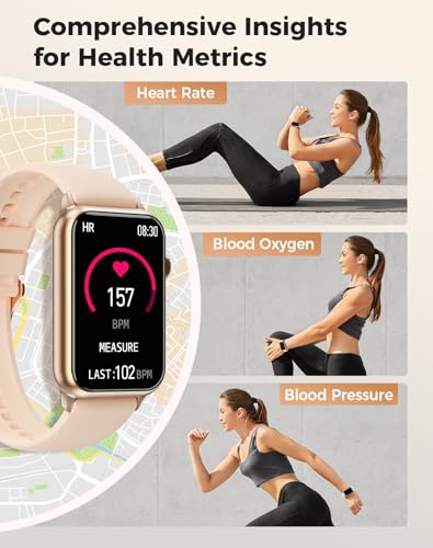 Health Fitness Tracker Smart Watch with 24/7 Heart Rate Blood Oxygen Blood Pressure Monitor Sleep Tracker 128 Exercise Mod...